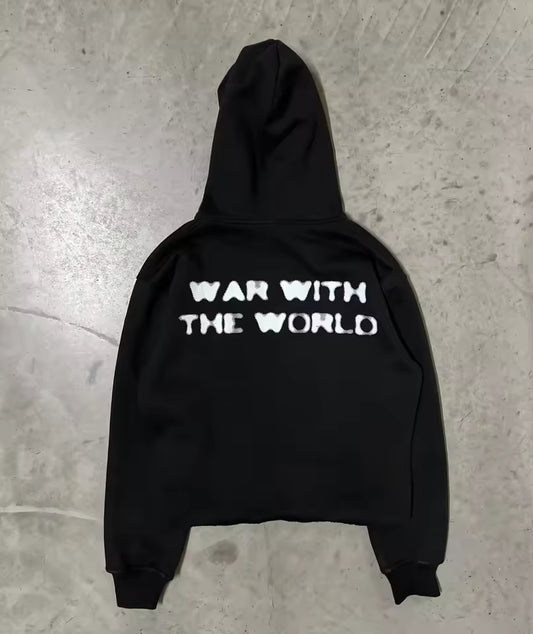 War With The World Faces Hoodie - Streetwear Boulevard