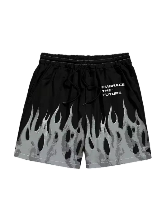 "Embrace The Future" Flame Shorts - Streetwear Boulevard
