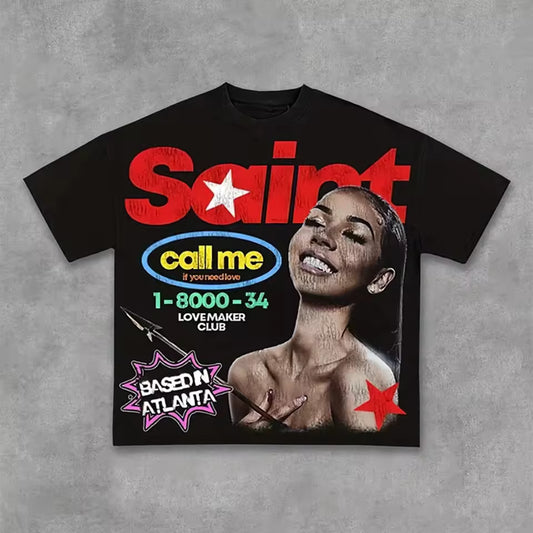 Saint "Call Me" T-Shirt - Streetwear Boulevard