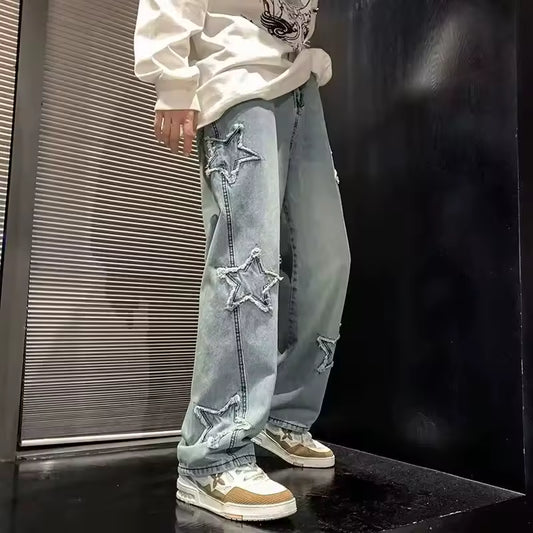Star Embroidered Jeans - Streetwear Boulevard