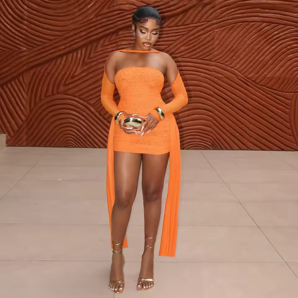 Ombré Cascade Strapless Dress