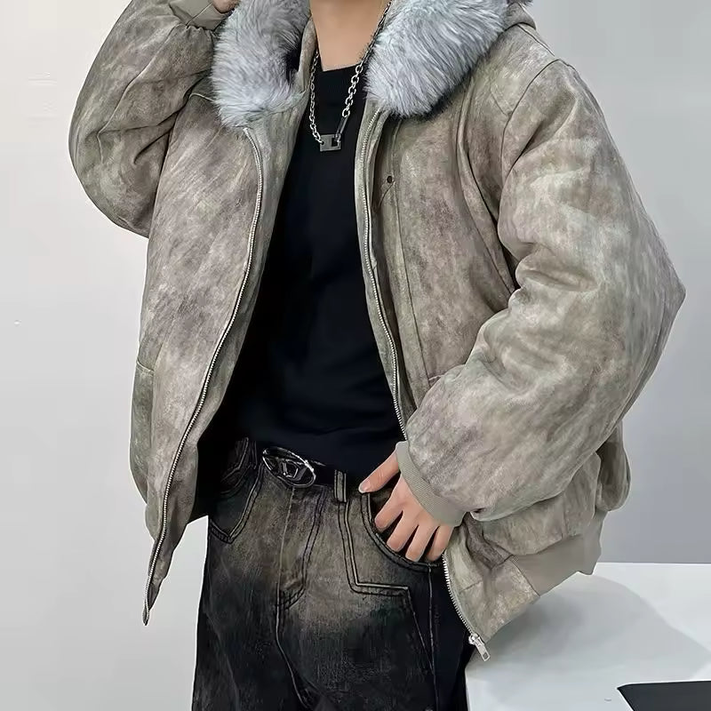 Industrial Peak Faux-Fur Jacket - Streetwear Boulevard