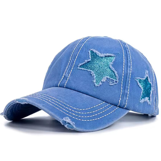 Ripped Star Adjustable Hat - Streetwear Boulevard