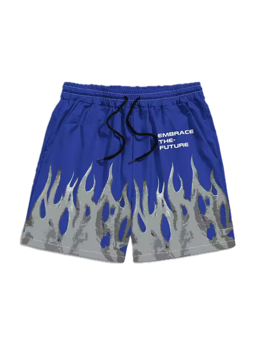 "Embrace The Future" Flame Shorts - Streetwear Boulevard