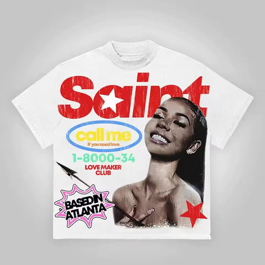 Saint "Call Me" T-Shirt - Streetwear Boulevard