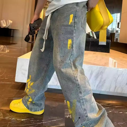 The Yellow Graffiti Brushstroke Baggy Jeans