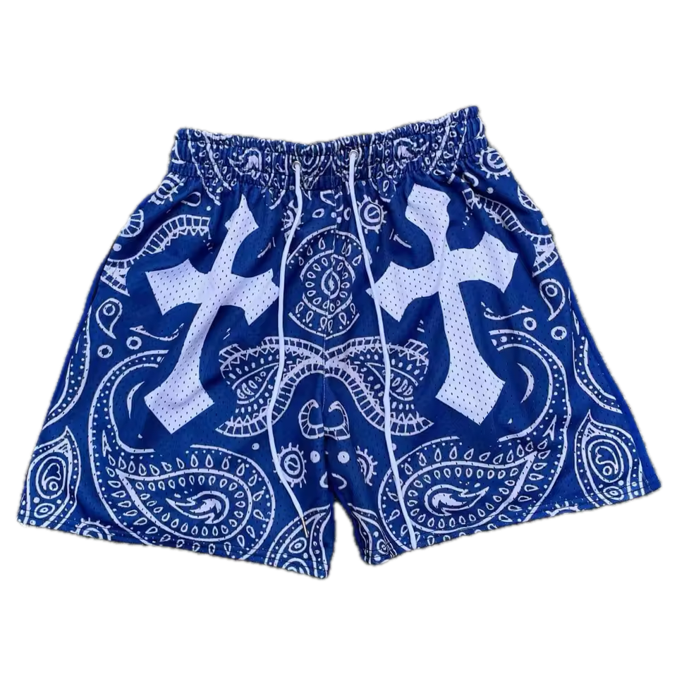 Paisley Cross Mesh Shorts - Streetwear Boulevard