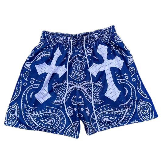 Paisley Cross Mesh Shorts - Streetwear Boulevard