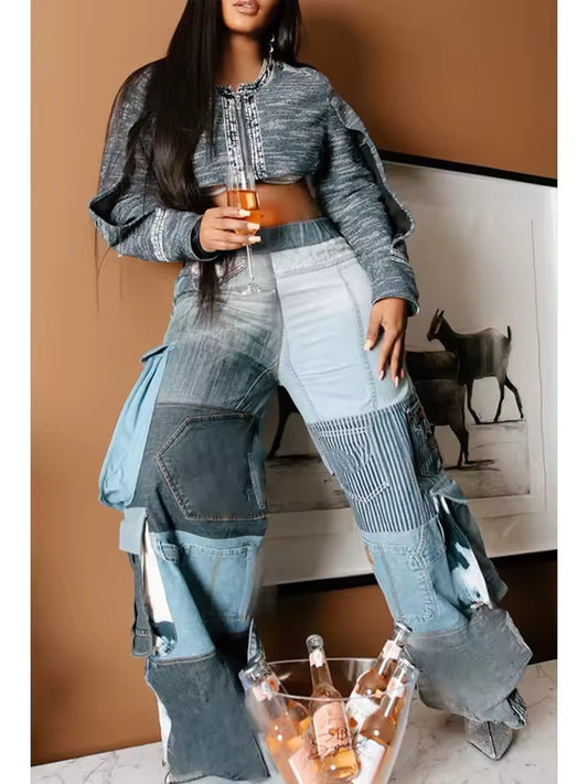 Deconstructed Denim Cargos - Streetwear Boulevard