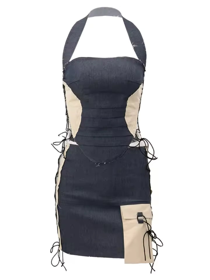 Patchwork Lace-Up Set - Streetwear Boulevard