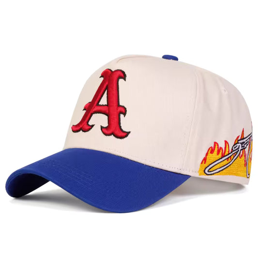 "A" Flame Print Adjustable Hat - Streetwear Boulevard