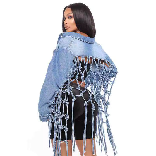 Woven Edge Denim Top - Streetwear Boulevard