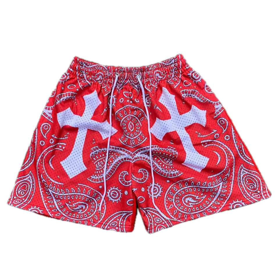 Paisley Cross Mesh Shorts - Streetwear Boulevard