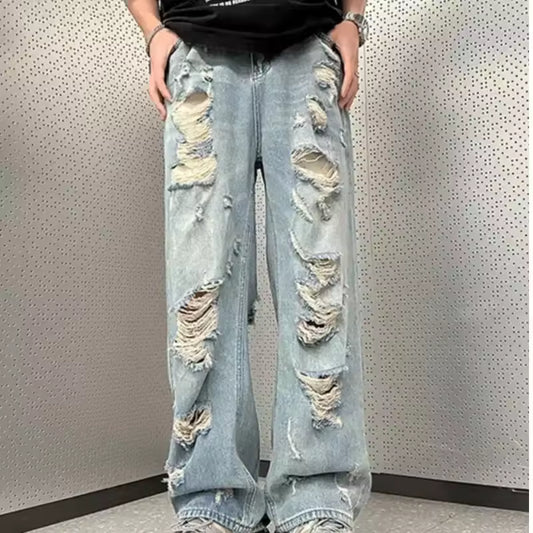 Ripped Style Baggy Jeans - Streetwear Boulevard