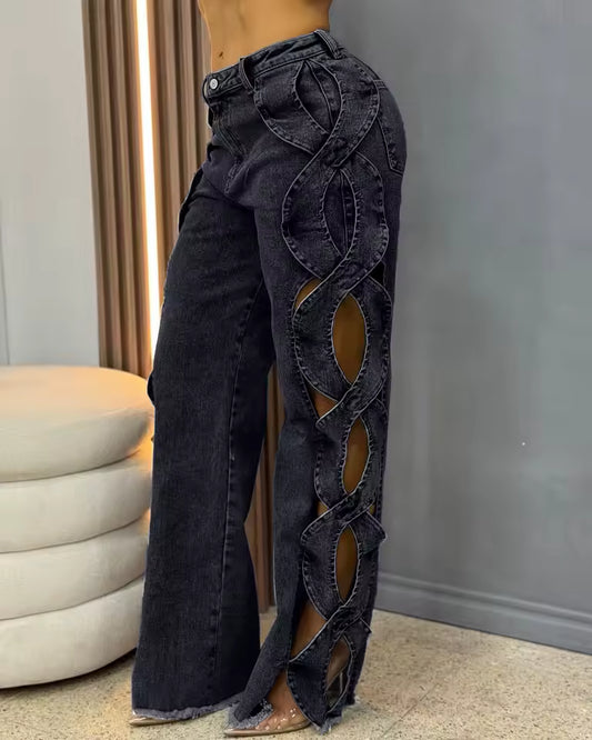 Intertwined Cutout Jeans - Streetwear Boulevard