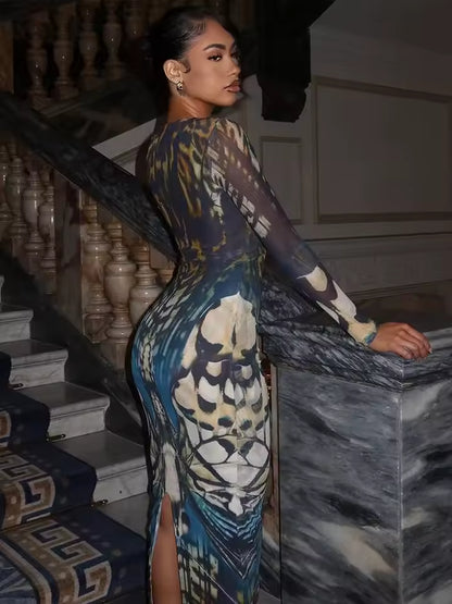 Metamorphosis Mesh Gown Dress