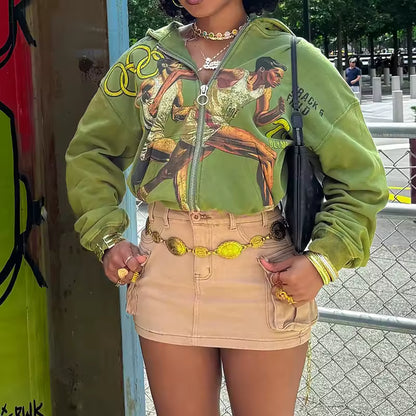 Olive Green Track & Field Cropped Jacket