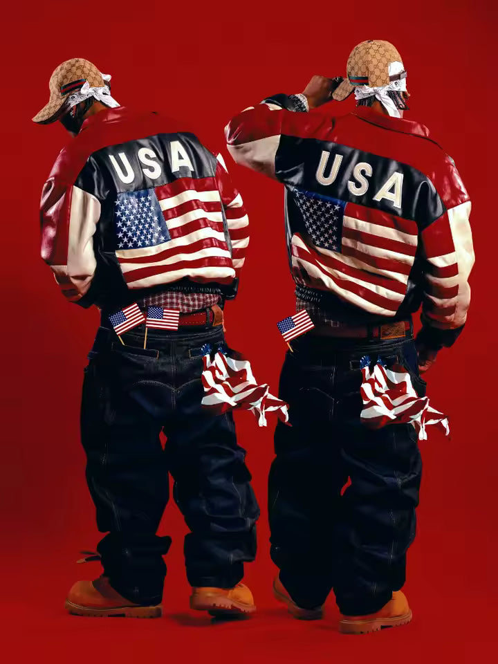 The All-American Heritage Flag Leather Jacket - Streetwear Boulevard