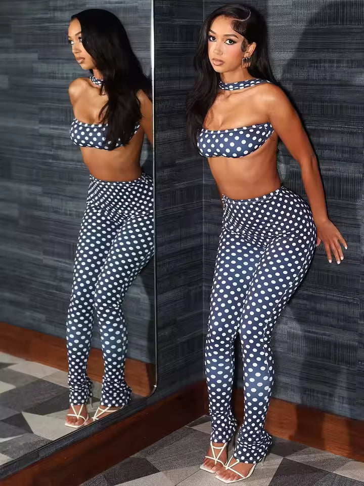 The Matrix Dot Bandeau & Pant Set - Streetwear Boulevard