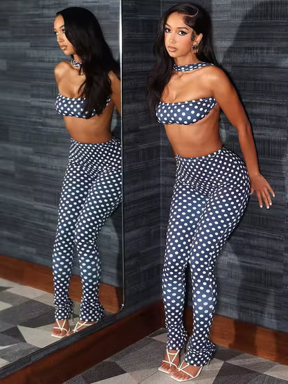The Matrix Dot Bandeau & Pant Set - Streetwear Boulevard