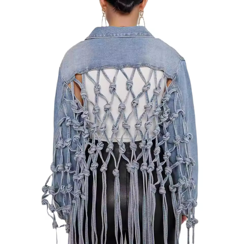 Woven Edge Denim Top - Streetwear Boulevard