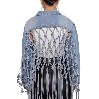 Woven Edge Denim Top - Streetwear Boulevard