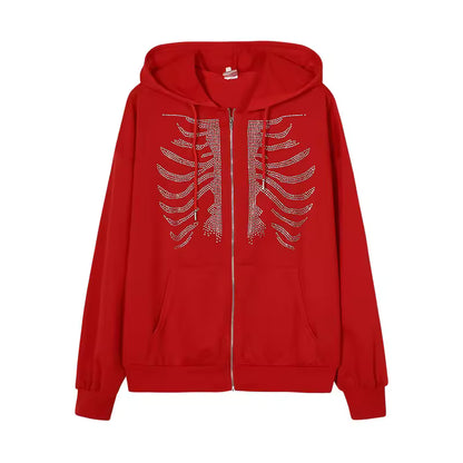Skeleton Rhinestone Jacket - Streetwear Boulevard