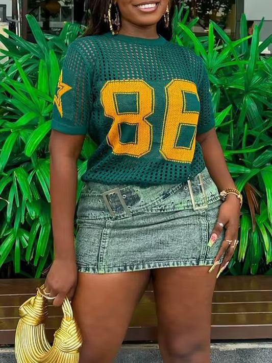 Knitted Football Jersey Top - Streetwear Boulevard