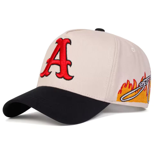 "A" Flame Print Adjustable Hat - Streetwear Boulevard