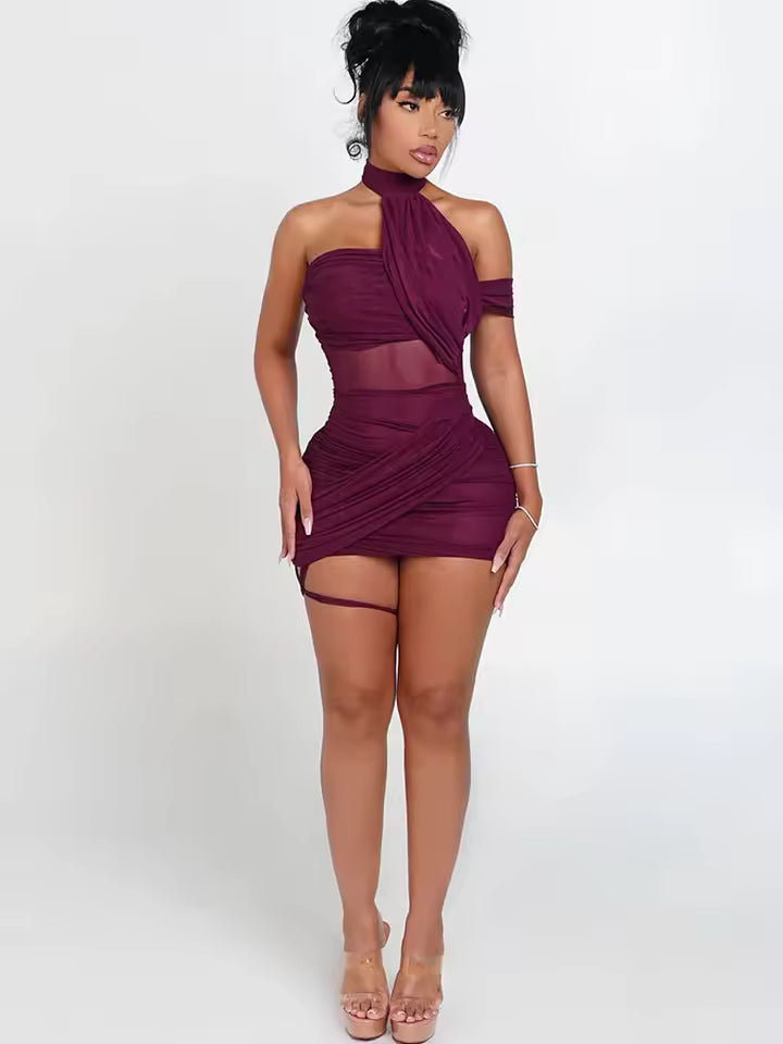 Halter Neck Sheer Bodycon Dress