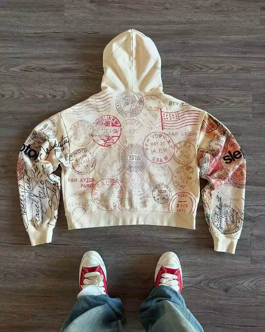 Slepton "Air Mail Archive" Zip Hoodie - Streetwear Boulevard