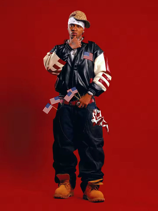 The All-American Heritage Flag Leather Jacket - Streetwear Boulevard
