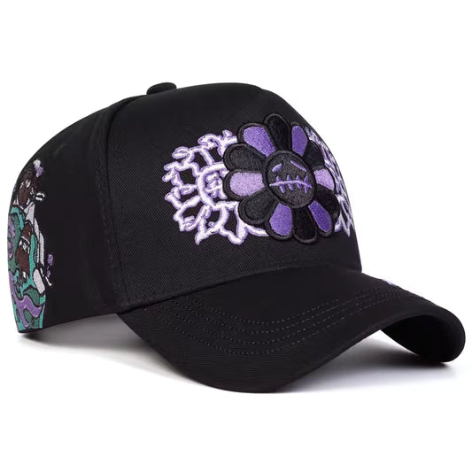 Onyx Violet Shadow Floral Hat - Streetwear Boulevard