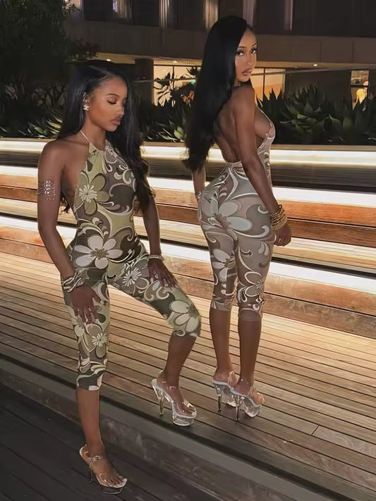 Botanical Flower Jumpsuit - Streetwear Boulevard