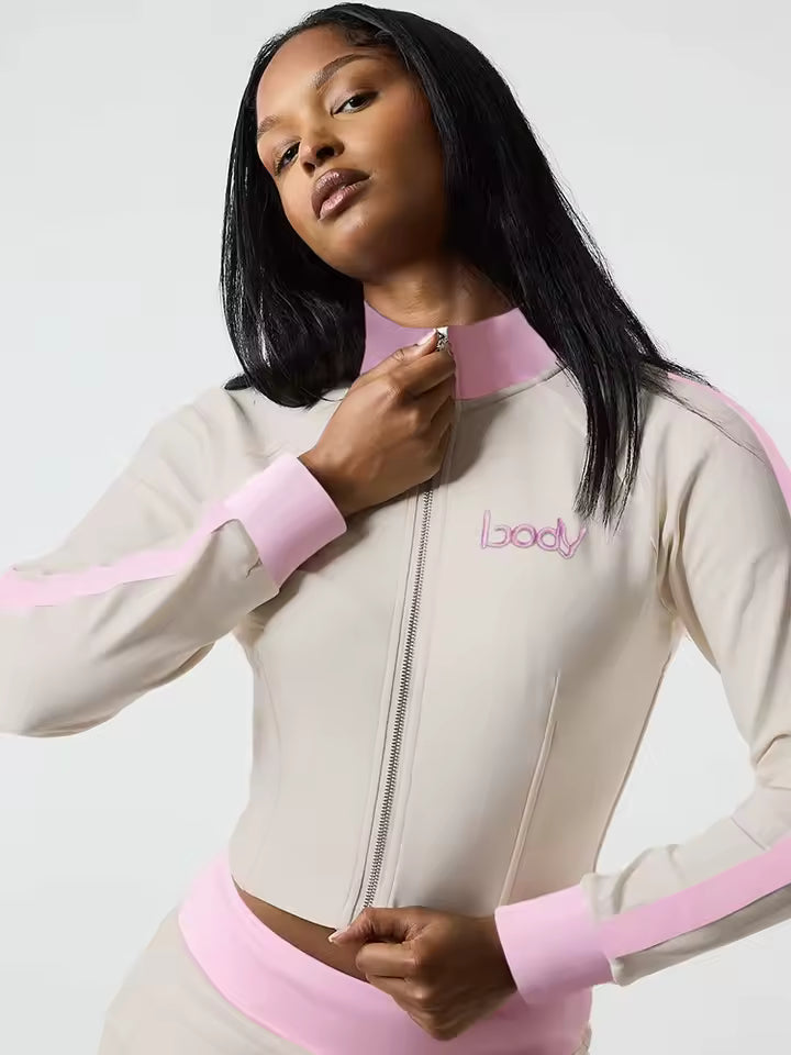 The "Body" Script Zip-Up Short Set