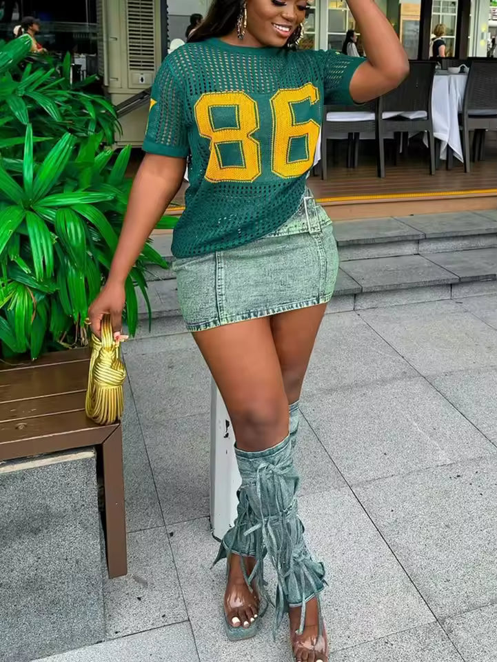 Knitted Football Jersey Top - Streetwear Boulevard