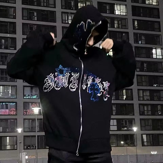 Blessed Cross Rhinestone Jacket - Streetwear Boulevard
