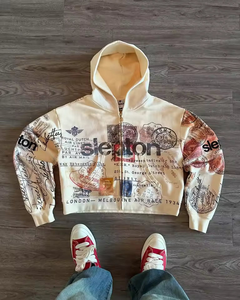 Slepton "Air Mail Archive" Zip Hoodie - Streetwear Boulevard