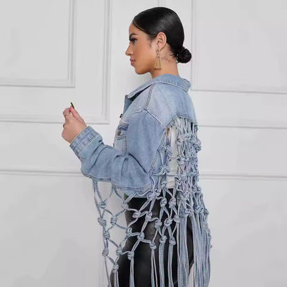 Woven Edge Denim Top - Streetwear Boulevard