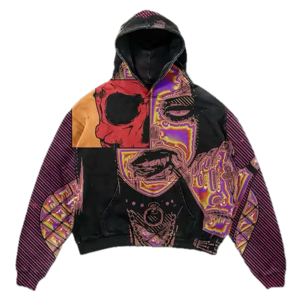 Skull Fragment Graphic Hoodie - Streetwear Boulevard