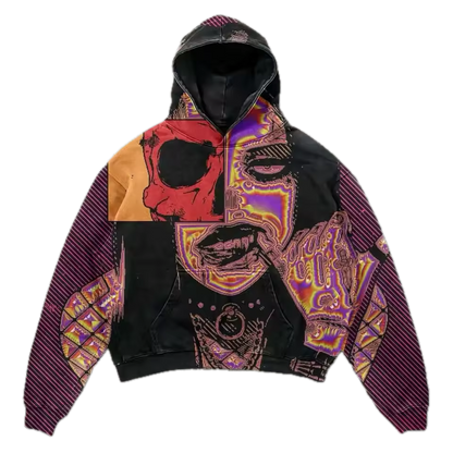 Skull Fragment Graphic Hoodie - Streetwear Boulevard