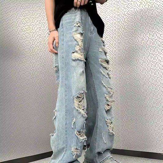 Ripped Style Baggy Jeans - Streetwear Boulevard