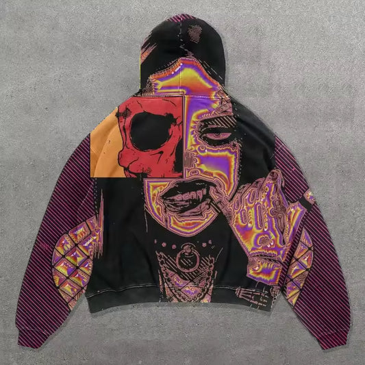 Skull Fragment Graphic Hoodie - Streetwear Boulevard