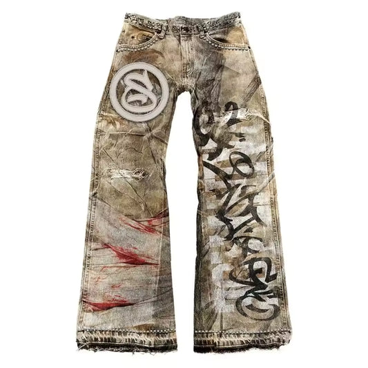 SAINT Camouflage Graffiti Jeans - Streetwear Boulevard