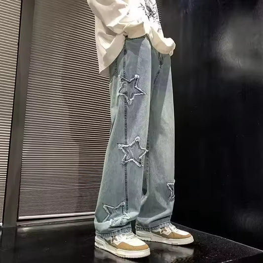Star Embroidered Jeans - Streetwear Boulevard