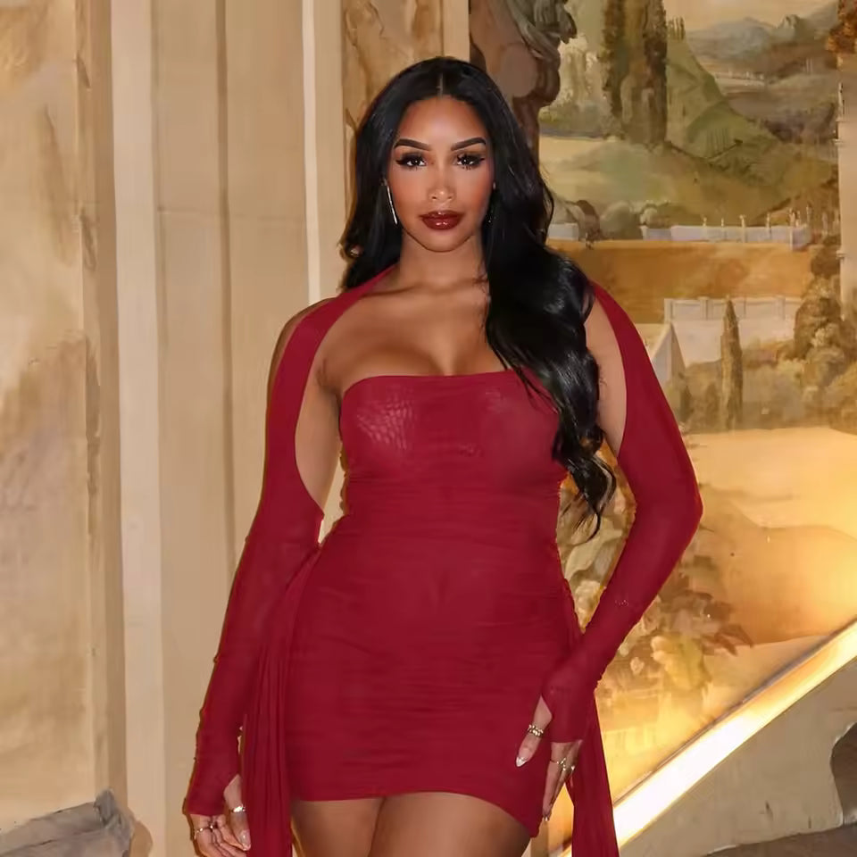 Ombré Cascade Strapless Dress