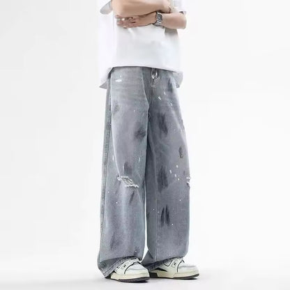 Faded Paint Splatter Jeans - Streetwear Boulevard