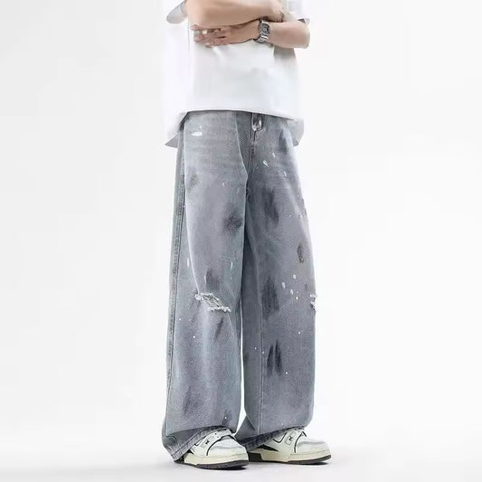 Faded Paint Splatter Jeans - Streetwear Boulevard