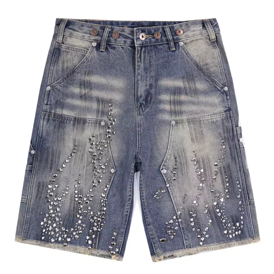Chrome Flame Studded Jorts - Streetwear Boulevard