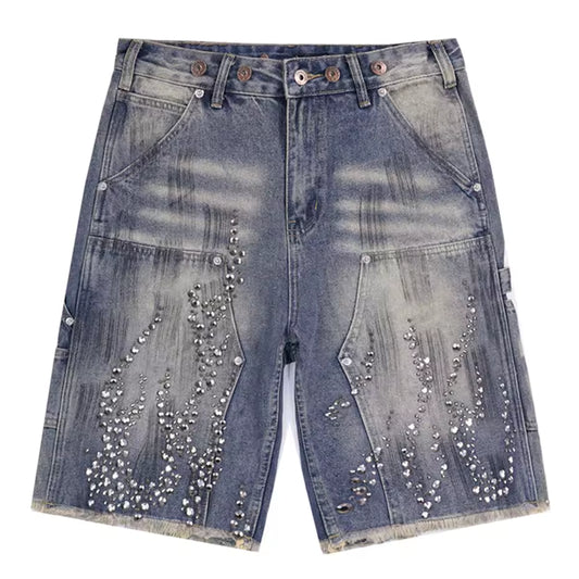 Chrome Flame Studded Jorts - Streetwear Boulevard